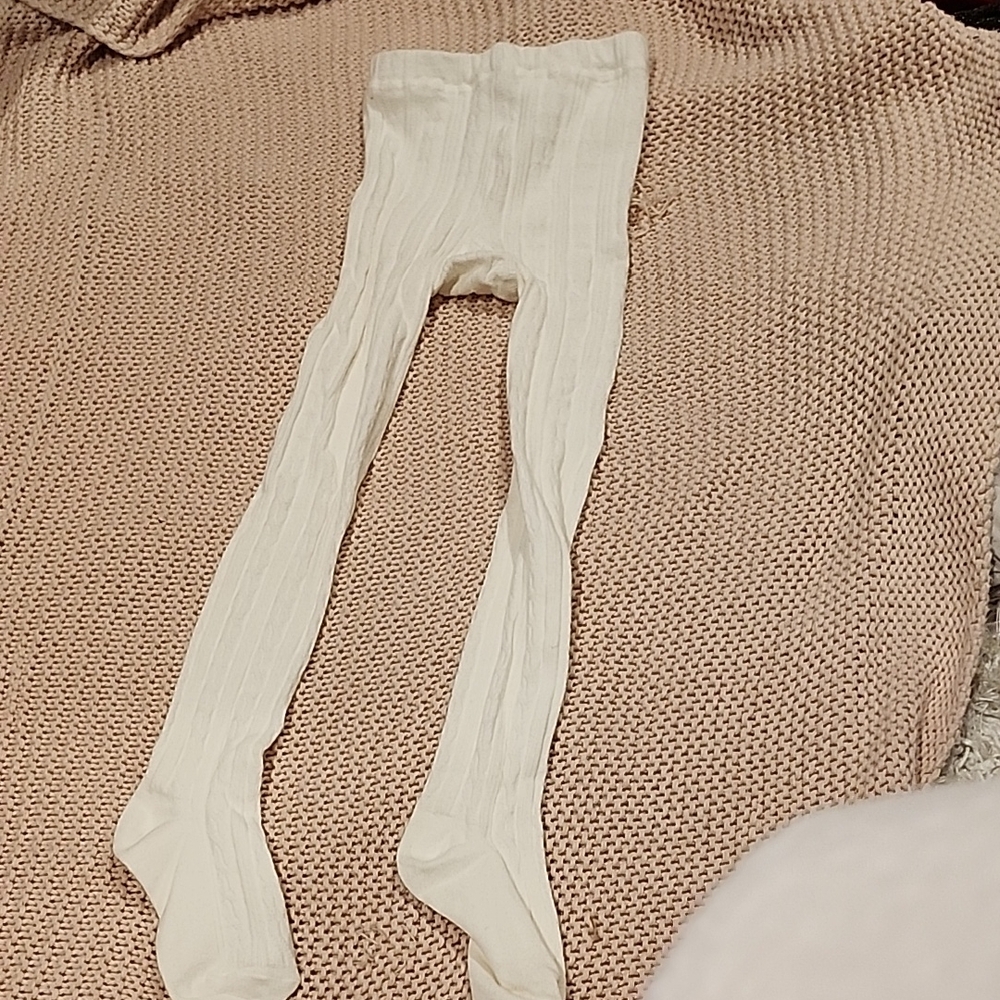 H&M Kids Cream Cable Knit Tights 4/6y